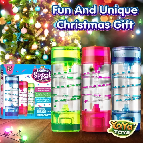 Miniatura 8 de YoYa Toys Liquimo Spiral - Liquid Motion Bubbler (paquete de 3) - Temporizador líquido de reloj de arena para niños y adultos - Juguetes