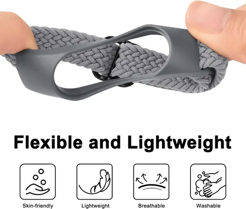 Miniatura 4 de Paquete de 2 correas de nailon para Xiaomi Mi Band 7/6/5/4/3, correas de repuesto de nailon trenzado suave Solo