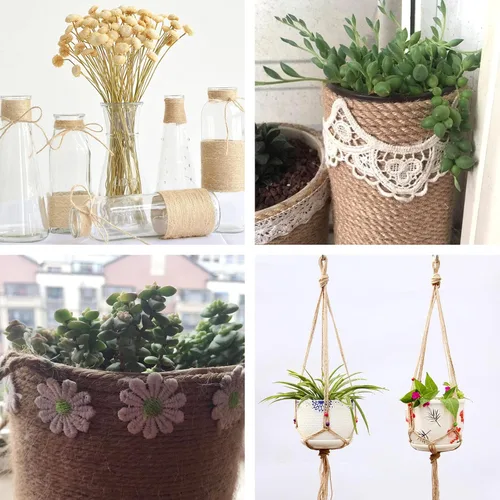 Miniatura 6 de Cambaverd Cuerda de yute natural de 200 pies, 0.118 in, 4 capas, cuerda para plantas trepadoras, jardinería, manualidades, regalos, envoltura