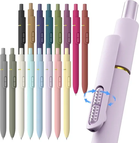 Miniatura 12 de Hiacry 8 bolígrafos de gel de punta fina de 0.028 pulgadas, tinta negra, escritura suave, secado rápido, larga duración, suministros escolares