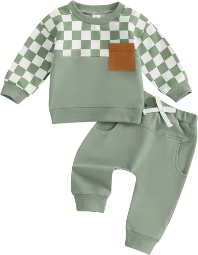 Miniatura 53 de Conjunto de sudadera de manga larga con cuello redondo y pantalones deportivos para bebés, ropa de invierno para bebé