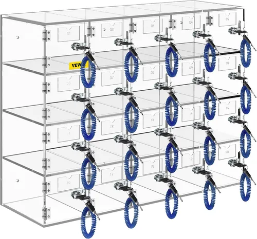 Miniatura 8 de VEVOR Clóset de Almacenamiento para Teléfono Celular, 20 Ranuras de Material Acrílico con Cerraduras de Puerta y Llaves, Clóset de Pared