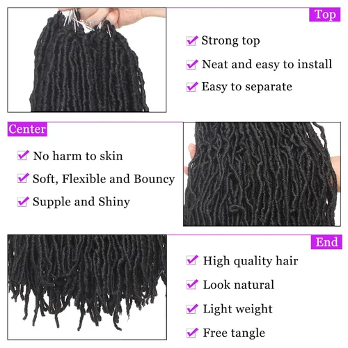 Miniatura 3 de ZRQ Extensiones de cabello sintético de ganchillo de 36 pulgadas, 3 paquetes, color negro natural, preenlazadas, largas, de diosa, sintéticas, 1b#