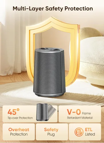Miniatura 5 de GiveBest Calentador de espacio portátil – 1500 W, silencioso y energéticamente eficiente protección contra sobrecalentamiento y vuelco, tecnología