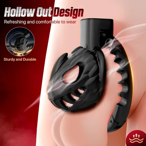 Miniatura 2 de Dokehu Jaula de castidad masculina, dispositivo de castidad grande y ligero con 8 tamaños ajustables y bloqueo invisible, engranaje de bondage
