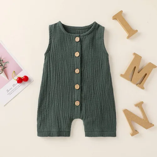 Miniatura 2 de Mameluco de algodón y lino para bebés, recién nacidos, para verano, sin mangas, conjunto de ropa