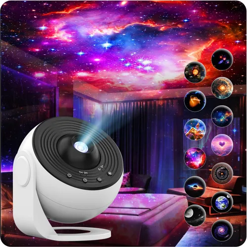 Proyector Galaxy Pro para dormitorio, proyector de planetario HD 13 en 1 con temporizador, nebulosa y luz de estrella de la vía láctea para techo,