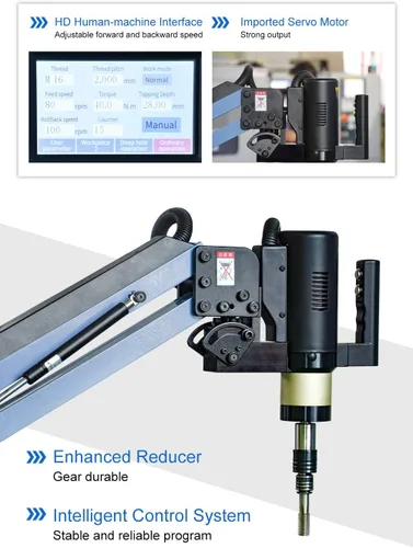 Miniatura 3 de US Stock M3-M16 Máquina de roscado eléctrica Tapper Universal Brazo de roscado con 375rpm 47.244 in Brazo flexible Máquina de roscado incluido 9pcs
