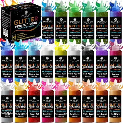 Miniatura 24 de BALTIC DAY Juego de pasta de pigmentos epoxi de 50 colores – Colorante de resina opaco, tinte epoxi de alta concentración y polvo de mica para arte