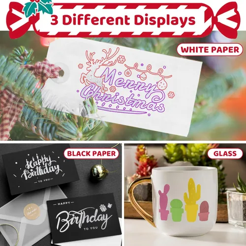 Miniatura 5 de ZSCM QUALITY DECIDES THE FUTURE Regalos de Navidad, 12 rotuladores metálicos con purpurina y contorno brillante, regalos de Navidad, 12 bolígrafos