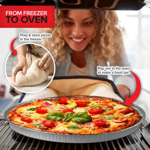 Miniatura 5 de (Paquete de 25) Moldes de Pizza de Aluminio de 12 Pulgadas Desechables Redondos de Papel de Aluminio para Pizzas Personales Individuales, Molde