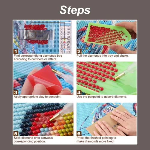 Miniatura 6 de Stalente Kits de pintura de diamantes para adultos, caballos 5D, kit de arte de diamantes para principiantes, pintura de diamante redonda