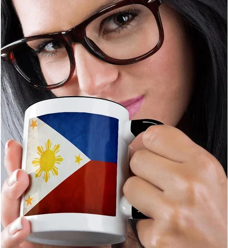Miniatura 2 de 3dRose Taza negra de dos tonos con la bandera de Filipinas de 11 oz
