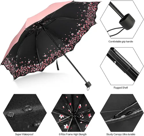 Miniatura 3 de Sakura - Sombrilla plegable resistente al viento anti lluviasol flor de cerezo