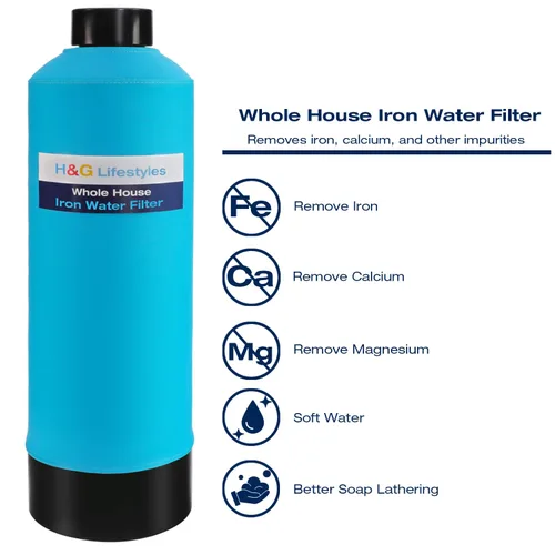 Miniatura 3 de H&G Lifestyles Sistema de filtro de agua para toda la casa, filtro de agua de hierro y manganeso para agua de pozo y agua de la ciudad, reduce