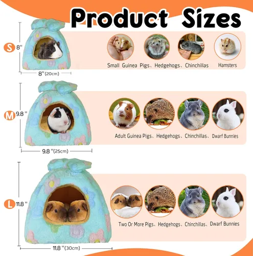 Miniatura 4 de Cama de conejillo de indias, cama de conejo, accesorios cálidos para casa de escondite para animales pequeños, hámsters, chinchillas, conejitos Verde