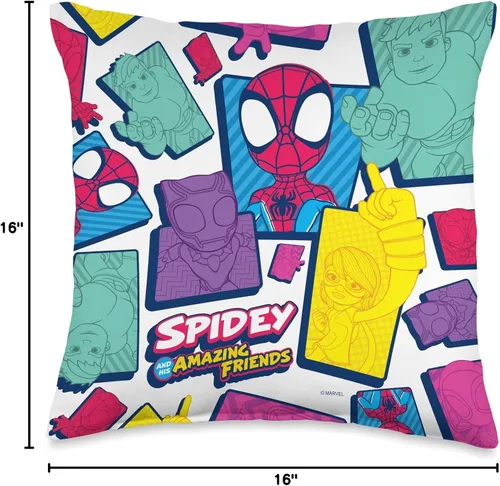 Miniatura 4 de Marvel Amazing Friends Spidey Team - Almohada de 16.0 x 16.0 in, multicolor