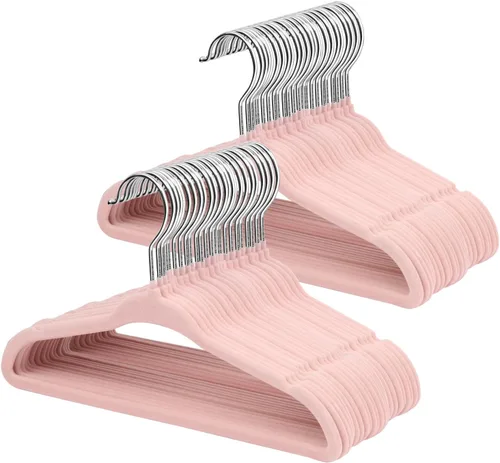 Miniatura 13 de ManGotree Perchas de terciopelo para bebés, perchas para niños y niños, para ahorrar espacio, antideslizantes, paquete de 15 unidades (beige)