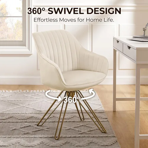 Miniatura 7 de Volans Silla giratoria decorativa, sillas de comedor modernas de mediados de siglo con patas huecas de metal negro, silla de escritorio de oficina