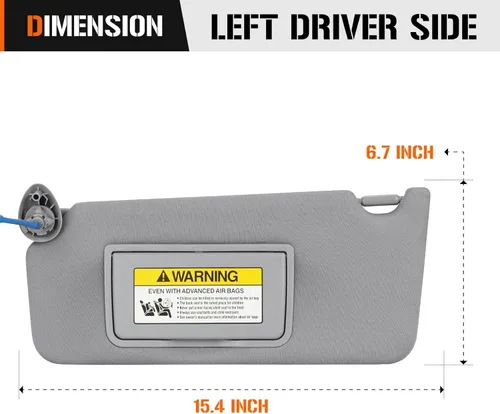 Miniatura 6 de Visera solar con luz para Honda Accord 2008-2017, repuesto de parasol gris del lado izquierdo del conductor 83280TA0A91ZB