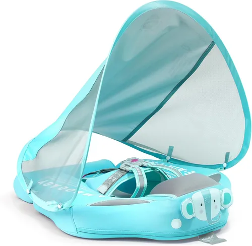 Miniatura 11 de Mambobaby - Flotador de natación para bebé con toldo y cola, flotador de piscina infantil no inflable con material agradable a la piel para bebés