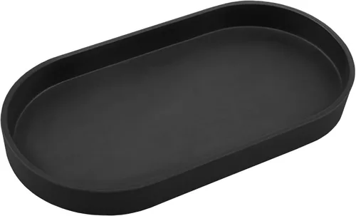 Bandeja pequeña negra (10 pulgadas), bandeja ovalada organizadora de encimera | Serving Seasoning, Salt and Pepper, Soap, Perfume, Coffee Accessory,
