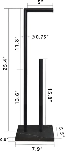 Miniatura 4 de Gzila Soporte Independiente para Papel Higiénico con Reserva, Base de Diseño de Mármol Pesado SUS304 de Acero Inoxidable (Negro)