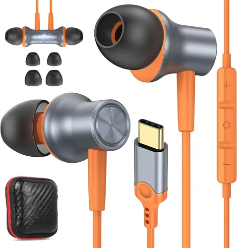 Miniatura 9 de Auriculares USB C para iPhone 17 Air 16 15 Pro Max Plus/iPad, auriculares tipo C con aislamiento de ruido con micrófono, cable magnético estéreo