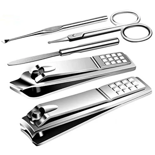 Miniatura 10 de Kit de manicura y pedicura para cortar uñas, tijeras Vibrissac de 5 piezas, las mejores herramientas de cuidado para hombres y mujeres con estuche