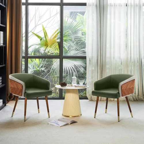 Miniatura 2 de ARTPLAN Juego de 2 sillas de comedor, sillas decorativas tapizadas de tela para sala de estar, sillas de brazo para muebles de interior del hogar