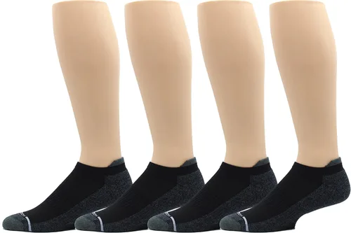 Dr. Motion Calcetines tobilleros de compresión transpirables acolchados de corte bajo para hombre con soporte de arco, 4 pares