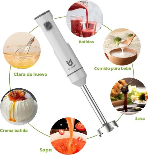Miniatura 4 de Batidora de Mano Inalámbrica, UTALENT Batidora de Inmersión de Velocidad Variable de Mano Recargable, con Cable de Carga USB-C, Batidor de Huevos