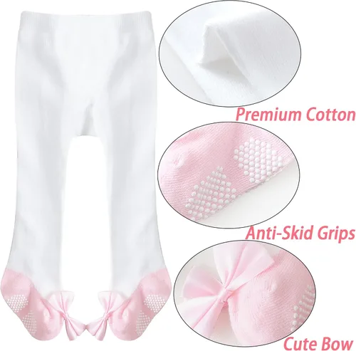 Miniatura 6 de Mini angel Mallas de bebé antideslizantes para niña, mallas lisascon aspecto de zapato, mallas sin costuras, mallas de algodón cálidas
