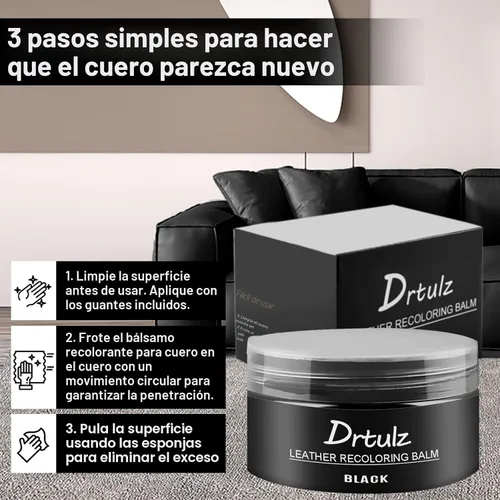 Miniatura 5 de Bálsamo recolorante de cuero negro, acondicionador restaurador de color de cuero, kits de reparación de cuero para muebles de vinilo, sofás