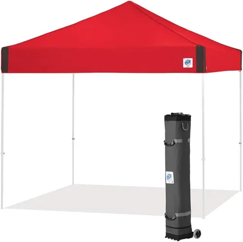 Miniatura 11 de E-Z UP Pyramid Toldo de Refugio Instantáneo Carpa Desplegable, 10' x 10' con Bolsa Rodante Wide-Trax y Juego de 4 Estacas, Azul Real