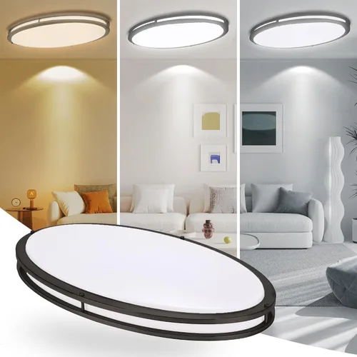 Miniatura 20 de Paquete de 2 Lámparas de Techo Negras, Lámpara de Techo LED de Montaje al Ras de 10 Pulgadas - Luces LED de Baño y Dormitorio Negro Mate