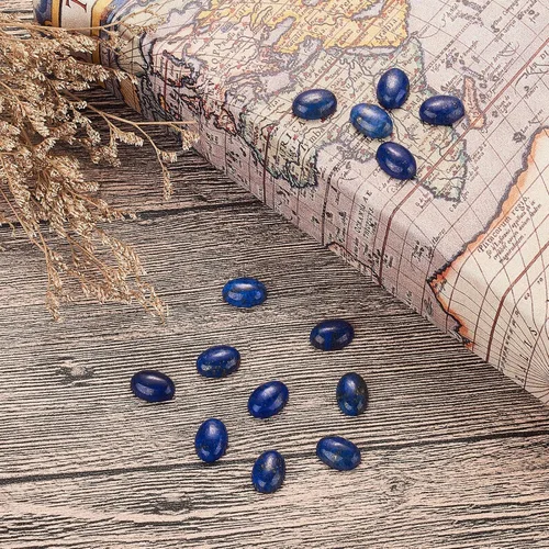 Miniatura 5 de LiQunSweet 50 piezas de piedras preciosas naturales de lapislázuli sin agujero, cuentas sueltas y encantadoras, cabujones ovalados con parte trasera