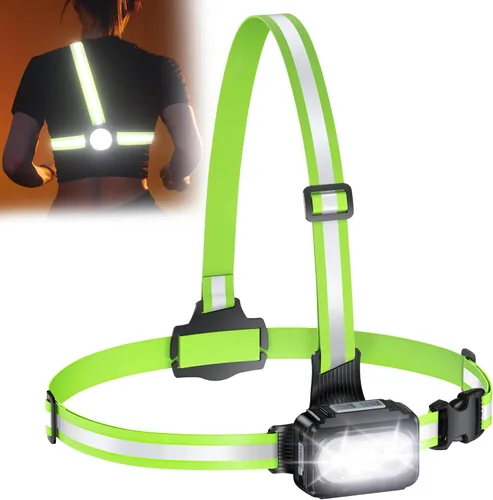 Miniatura 9 de Viccux 500LM Luces de correr de alta visibilidad para corredores, haz ajustable de 45° y chaleco reflectante de 360°, luz de chaleco para correr