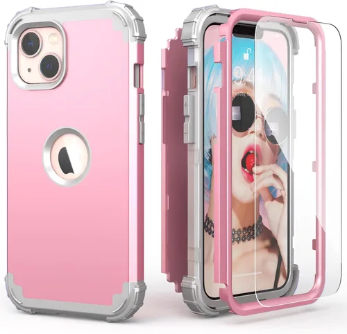 Miniatura 30 de IDweel Funda para iPhone 13 con Protector de Pantalla, para Funda iPhone 14, Híbrida Resistente a Golpes de Servicio Pesado Protección Cubierta Dura