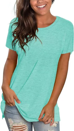 Saloogoe Camisetas de manga corta para mujer estilo casual para entrenamiento yoga túnica