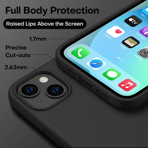 Miniatura 6 de CellEver Funda de silicona resistente para iPhone 13, protección militar contra caídas, protección elevada de pantalla y cámara, interior sin Negro
