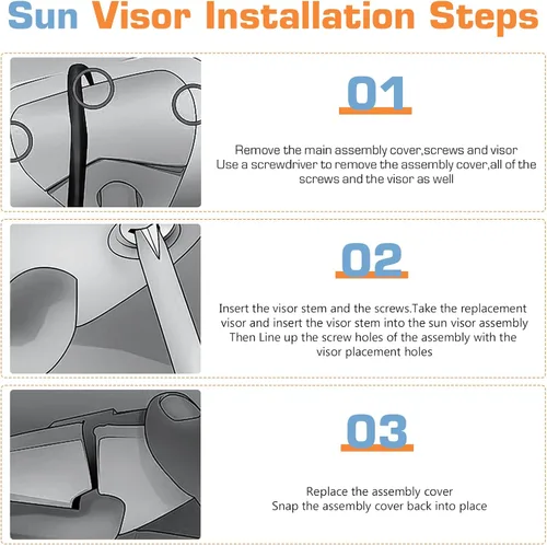 Miniatura 6 de Visera solar izquierda del lado del conductor con luz para Toyota Highlander 2008 2009 2010 2011 2012 2013, repuesto para 74320-48500-B0, beige