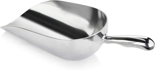 Miniatura 11 de New Star Foodservice 34523 Cuchara utilitaria de aluminio fundido de una pieza con fondo redondo para barra de hielo y harina, 12 onzas, plateado