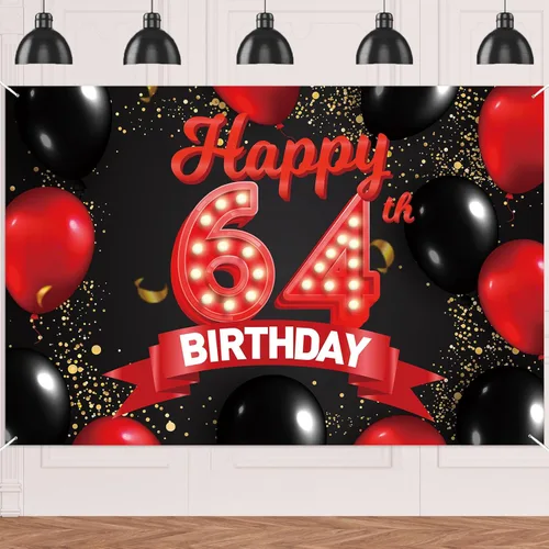 Miniatura 84 de Cartel de feliz cumpleaños 15 color rojo y negro, decoración temática de globos para niñas y mujeres, princesas de 15 años, fiesta de cumpleaños