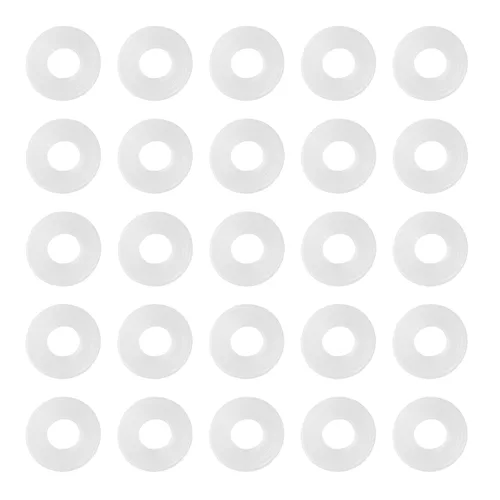 Arandela plana blanca de 1/4" ID x 1/2" OD, Junta de reemplazo de vinilo de 1mm de grosor, paquete de 25 unidades