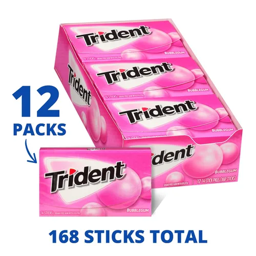 Miniatura 6 de Trident Goma de mascar sin azúcar, sabor original, 12 paquetes de 14 piezas
