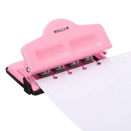 PATIKIL Perforadora de agujero de disco de hongos, perforadora de 4 agujeros para planificador encuadernado en disco, perfora hasta 5 papeles (rosa)