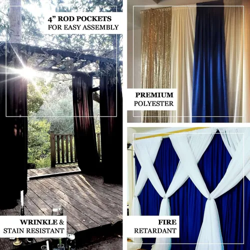 Miniatura 4 de Efavormart - Paquete de 2 cortinas de fondo ignífugo de amatista violeta de 10 x 10 pies, resistentes y sin arrugas, para eventos teatrales y galas