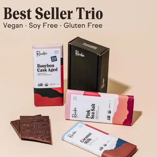 Miniatura 2 de Chocolate oscuro Raaka (barra de 1.8 oz – paquete de 3), orgánico, sin OMG, Kosher Premium Craft Chocolate, vegano, sin gluten y soja, agridulce