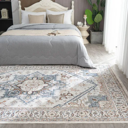 Miniatura 406 de Syalife 4x6 Alfombra Lavable para Área, Ultra Suave Antideslizante, Pila Baja, Alfombra Vintage Resistente a Manchas para Sala de Estar, Alfombra